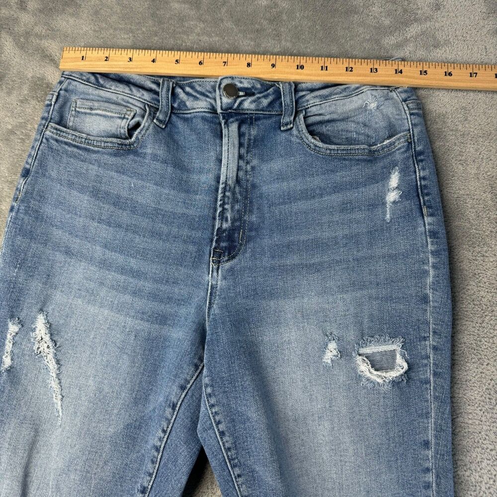 Flying Monkey Jeans Women’s 28 Blue Stretch Distressed Raw Hem Denim Whiskered - Picture 8 of 12